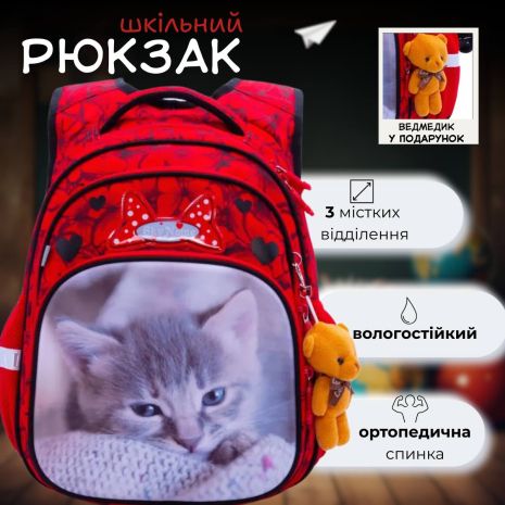 Школьный рюкзак для девочки,1-4 класс, ортопедические свойства, Winner One/Sky Name, красный Школьный рюкзак для девочки,1-4 класс, ортопедические свойства, Winner One/Sky Name, красный