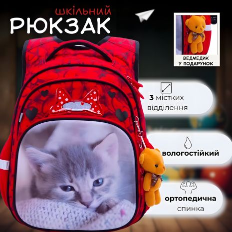 Школьный рюкзак Winner One/Sky Name для девочки, ортопедический, красный