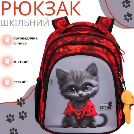 Рюкзак для школы для девочки, черный с серыми элементами Рюкзак для школы для девочки, черный с серыми элементами