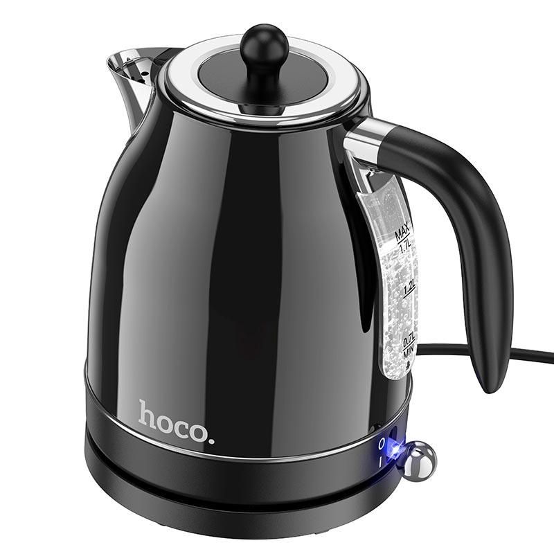 Електрочайник HOCO HE10, retro electric kettle, 1.7L, 1850-2200W, black Електрочайник HOCO HE10, retro electric kettle, 1.7L, 1850-2200W, black
