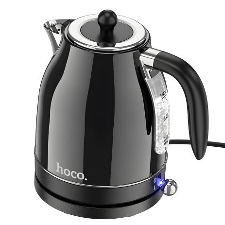 Електрочайник HOCO HE10, retro electric kettle, 1.7L, 1850-2200W, black Електрочайник HOCO HE10, retro electric kettle, 1.7L, 1850-2200W, black