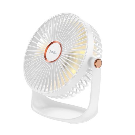 Вентилятор HOCO Cool desktop fan with light DF12 |5 speed, Abbient Light, 10h| white