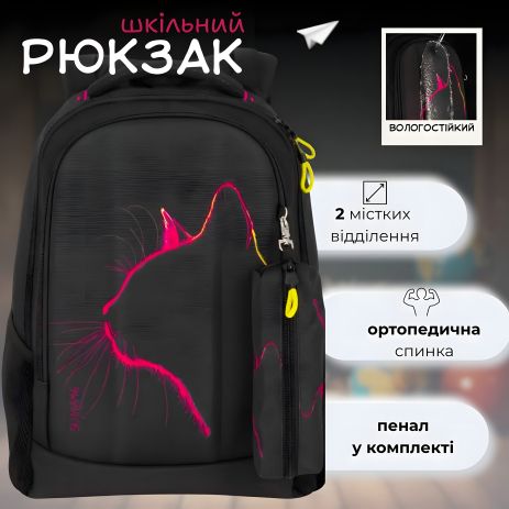 Шкільний рюкзак на 2 відділення для підлітків, пенал у комплекті