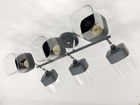 Люстра стельова VALESO 91134/6 з 6 плафонами (Чорний+Хром)