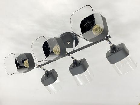 Люстра стельова VALESO 91134/6 з 6 плафонами (Чорний+Хром) Люстра стельова VALESO 91134/6 з 6 плафонами (Чорний+Хром)