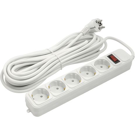 Мережевий фільтр PowerPlant, довжина 10 м, 3x1.5мм2, 10А, 5 розеток, євростандарт (JY-1056/10)