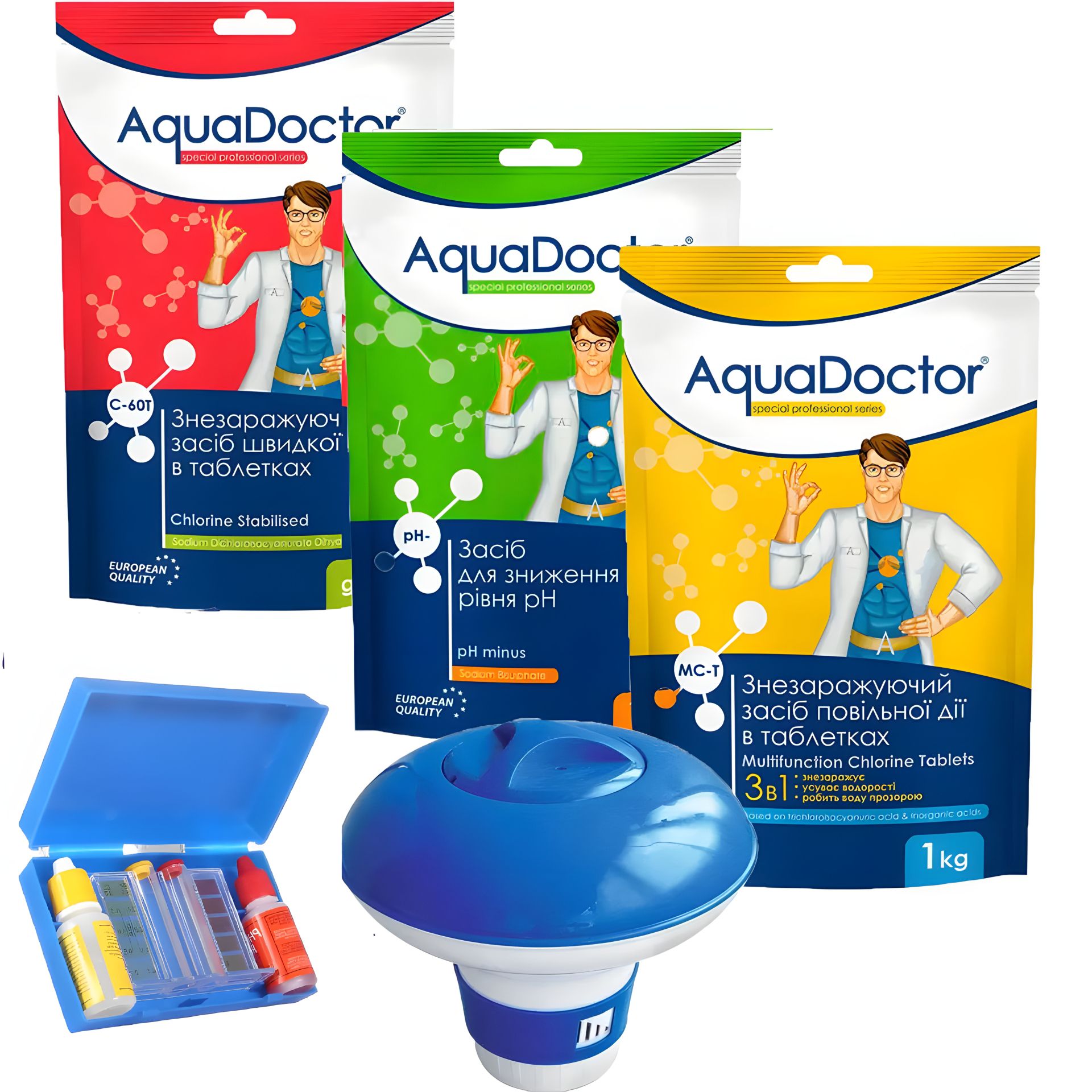AquaDoctor Optimal kit 5 в 1 набір хімії для басейну каркасного AquaDoctor Optimal kit 5 в 1 набір хімії для басейну каркасного