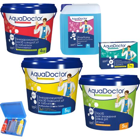 Комплект хімічних засобів для басейну AquaDoctor Top Kit 6 в 1 Комплект хімічних засобів для басейну AquaDoctor Top Kit 6 в 1