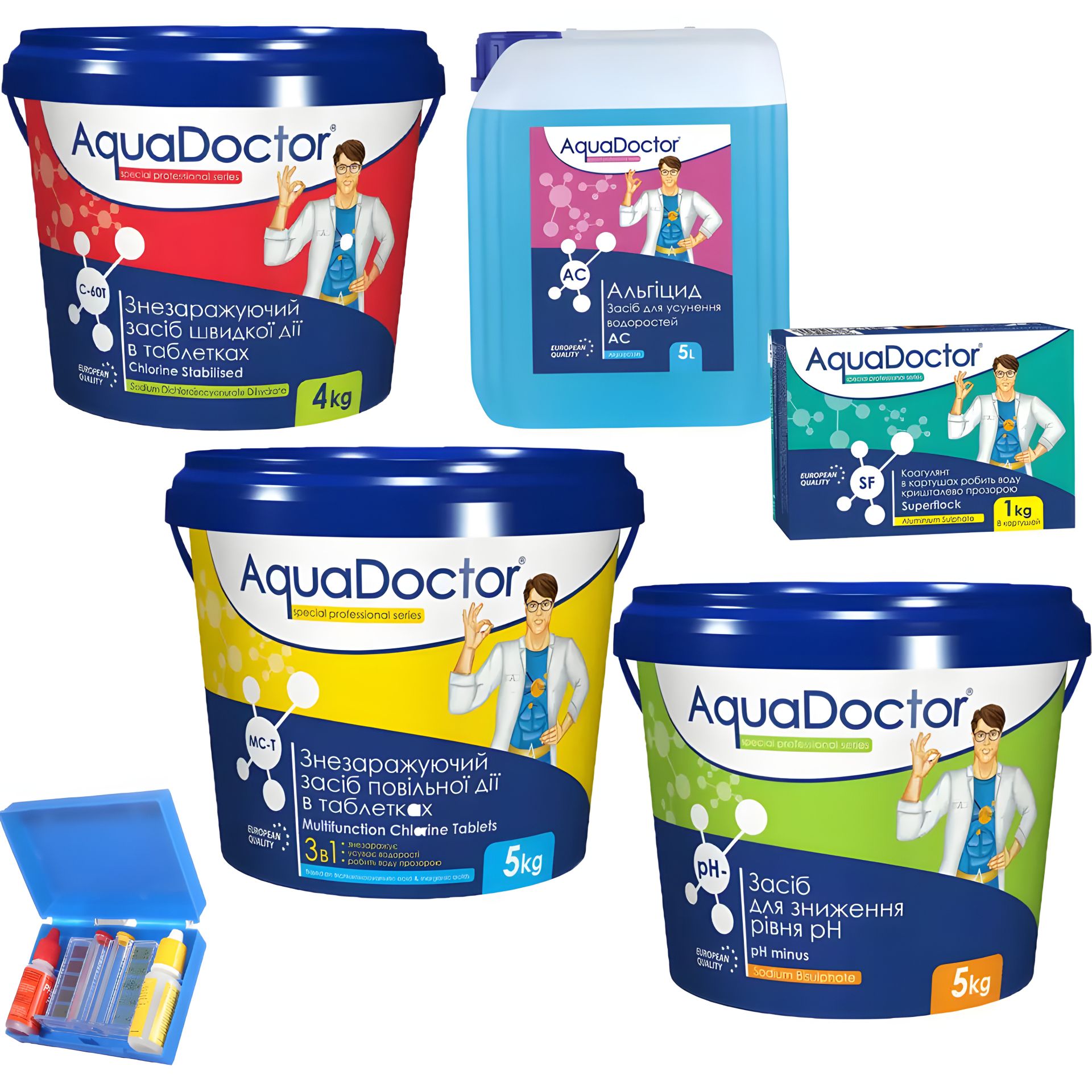 Комплект хімічних засобів для басейну AquaDoctor Top Kit 6 в 1 Комплект хімічних засобів для басейну AquaDoctor Top Kit 6 в 1