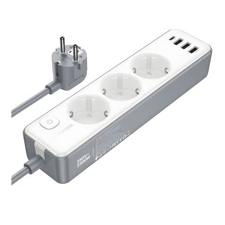 Мережевий подовжувач Borofone BAC9, PD20W, 1C3A, EU, L=3M, Білий