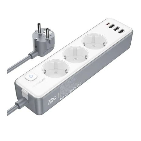 Сетевой Удлинитель Borofone BAC9 (PD20W/1C3A)(EU)(L=2M) Белый
