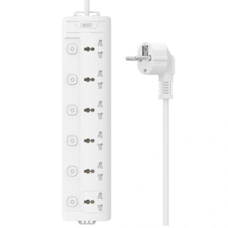 Мережевий подовжувач XO WL18, 6AC, 2500W, 2m, Білий