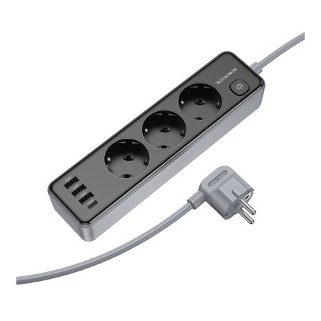 Сетевой Удлинитель Borofone BAC8 (1C3A)(EU)(L=2M) Черный