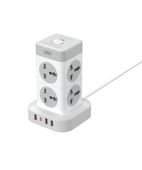 Сетевой Удлинитель XO WL21 Tower Shaped 8AC socket+3USB-A+1USB-C 2m Белый