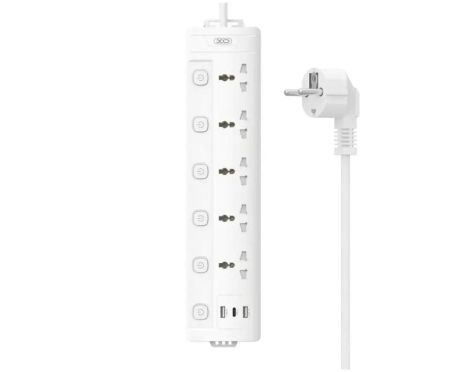 Сетевой Удлинитель XO WL19 5AC+USB-A+1USB-C 2m Белый