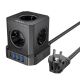 Мережевий зарядний пристрій подовжувач Hoco NS8, 3 USB, 1 Type-C, 5 розеток, 2m, black