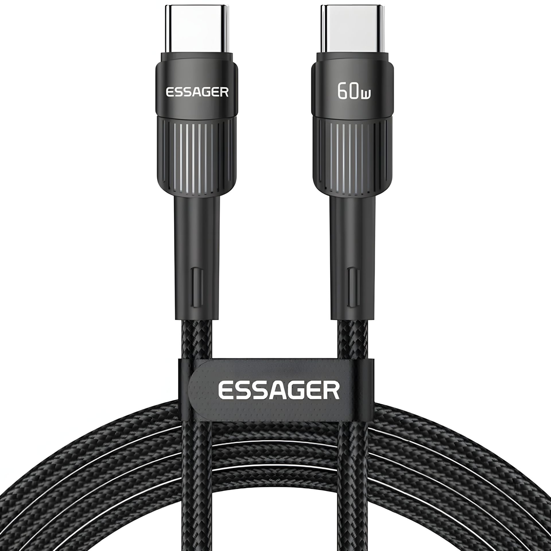 Кабель Essager, 60W, Type-C, PD, 0.5m, Braided Black Кабель Essager, 60W, Type-C, PD, 0.5m, Braided Black