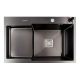 Кухонна мийка з нержавійки CM 78*50C R VALESO Handmade PVD чорна з поглибленою полицею (3,0/0,8)