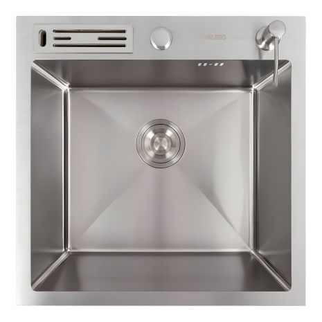 Кухонна нержавійка мийка 50*50 Valeso Handmade з підставкою для ножів (3,0/0,8)