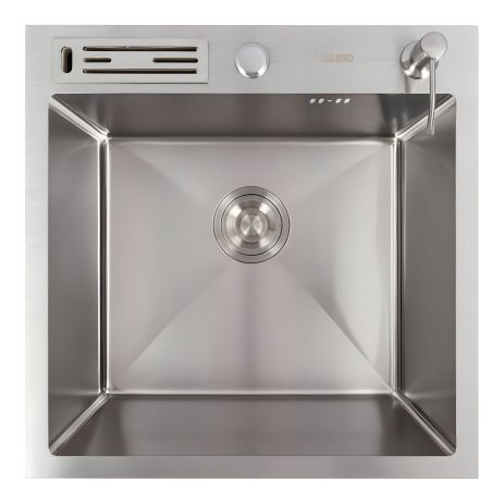 Кухонна нержавійка мийка 50*50 Valeso Handmade з підставкою для ножів (3,0/0,8)