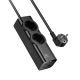 Мережевий зарядний пристрій подовжувач Hoco NS10, 1 USB, 3 Type-C, PD 67W, 2 розетки, 2m, black