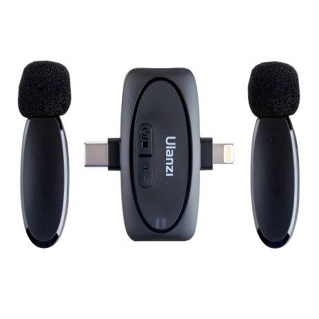 Петличний мікрофон Ulanzi V6 3 в 1, 2.4GHz, Чорний бездротовий