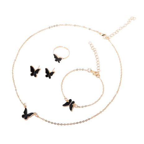 Набір з метеликів кулон кільце браслет сережки комплект чорні метелики