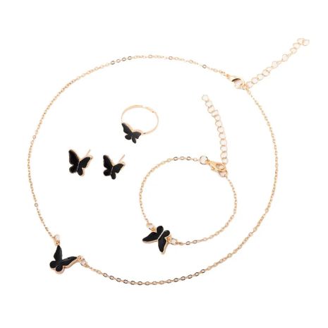 Набір з метеликів кулон кільце браслет сережки комплект чорні метелики