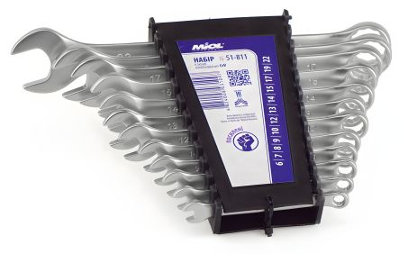 Miol 51-811 набір ріжково-накидних ключів 6-22 мм CrV (12 шт.)