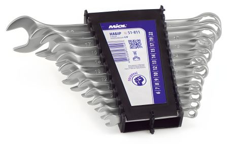 Miol 51-811 набір ріжково-накидних ключів 6-22 мм CrV (12 шт.) Miol 51-811 набір ріжково-накидних ключів 6-22 мм CrV (12 шт.)