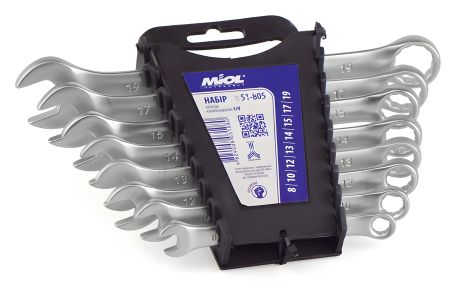 Ріжково-накидних ключів набір (8 шт., 8-19 мм, CrV) Miol 51-805