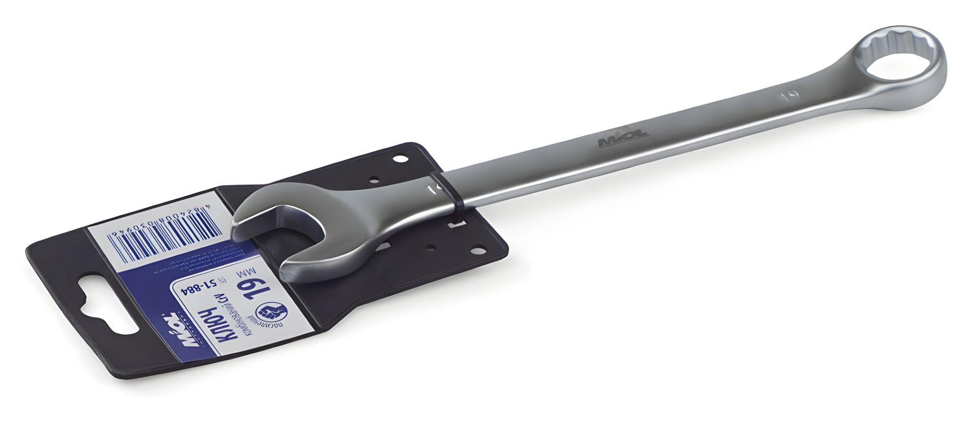 Ріжково-накидний ключ 19 мм CRV Miol 51-884 Ріжково-накидний ключ 19 мм CRV Miol 51-884
