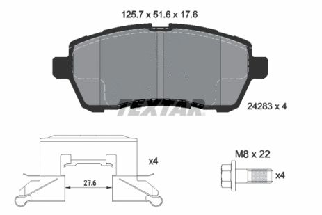 Комплект гальмівних колодок TOYOTA TANK, DAIHATSU THOR, FORD ASIA, TEXTAR (2428302)