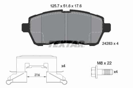 Комплект гальмівних колодок TOYOTA TANK, DAIHATSU THOR, FORD ASIA, TEXTAR (2428302)