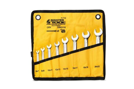 Ключі ріжкові PROFI COLD STAMPED набір 8 шт (6х7-20х22 мм) CrV DIN3110 MASTERTOOL 70-1108