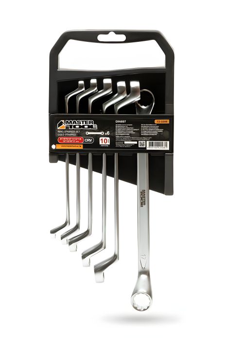 Ключи накидные COLD STAMPED набор 6 шт (6х7-16х17 мм) CrV DIN897 MASTERTOOL 72-3206