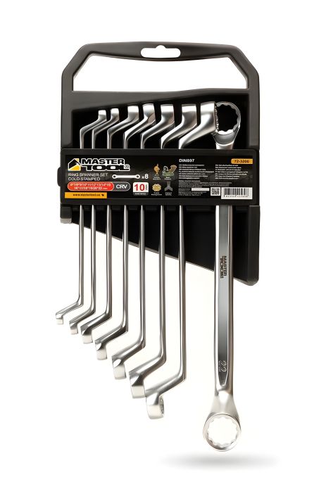 Набір накидних ключів COLD STAMPED 8 шт (6х7-20х22 мм) CrV DIN897 MASTERTOOL 72-3208