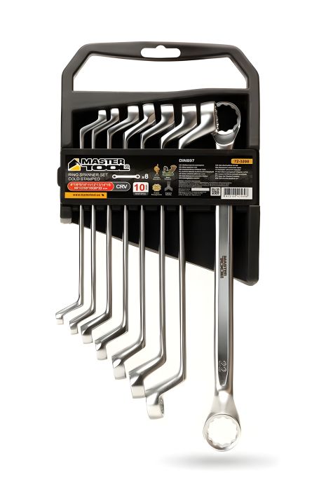 Набір накидних ключів COLD STAMPED 8 шт (6х7-20х22 мм) CrV DIN897 MASTERTOOL 72-3208
