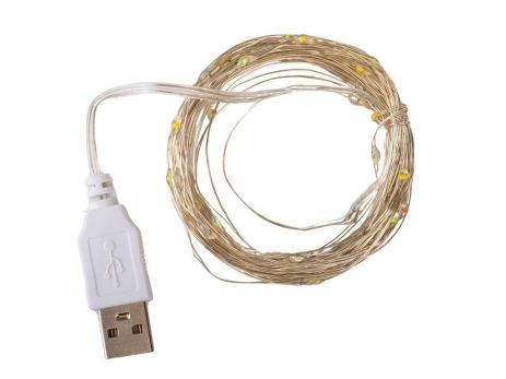 Гірлянда нитка USB, LED, 5M, 50 світлодіодів, теплий