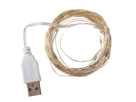 USB гирлянда нить 5M 50 LED тёплый свет
