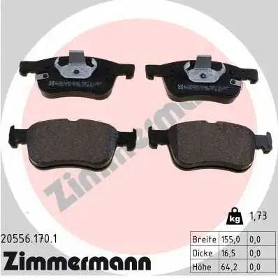 Комплект гальмівних колодок FORD KUGA, FORD FOCUS, ZIMMERMANN (205561701)