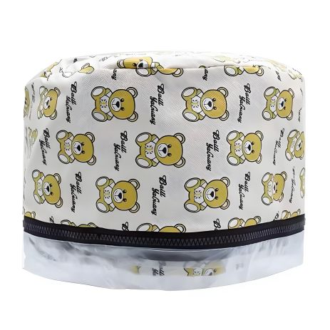 Вінілова електрична термошапка сушуар для масок, ламінування та лікування волосся (біла з ведмедиками)