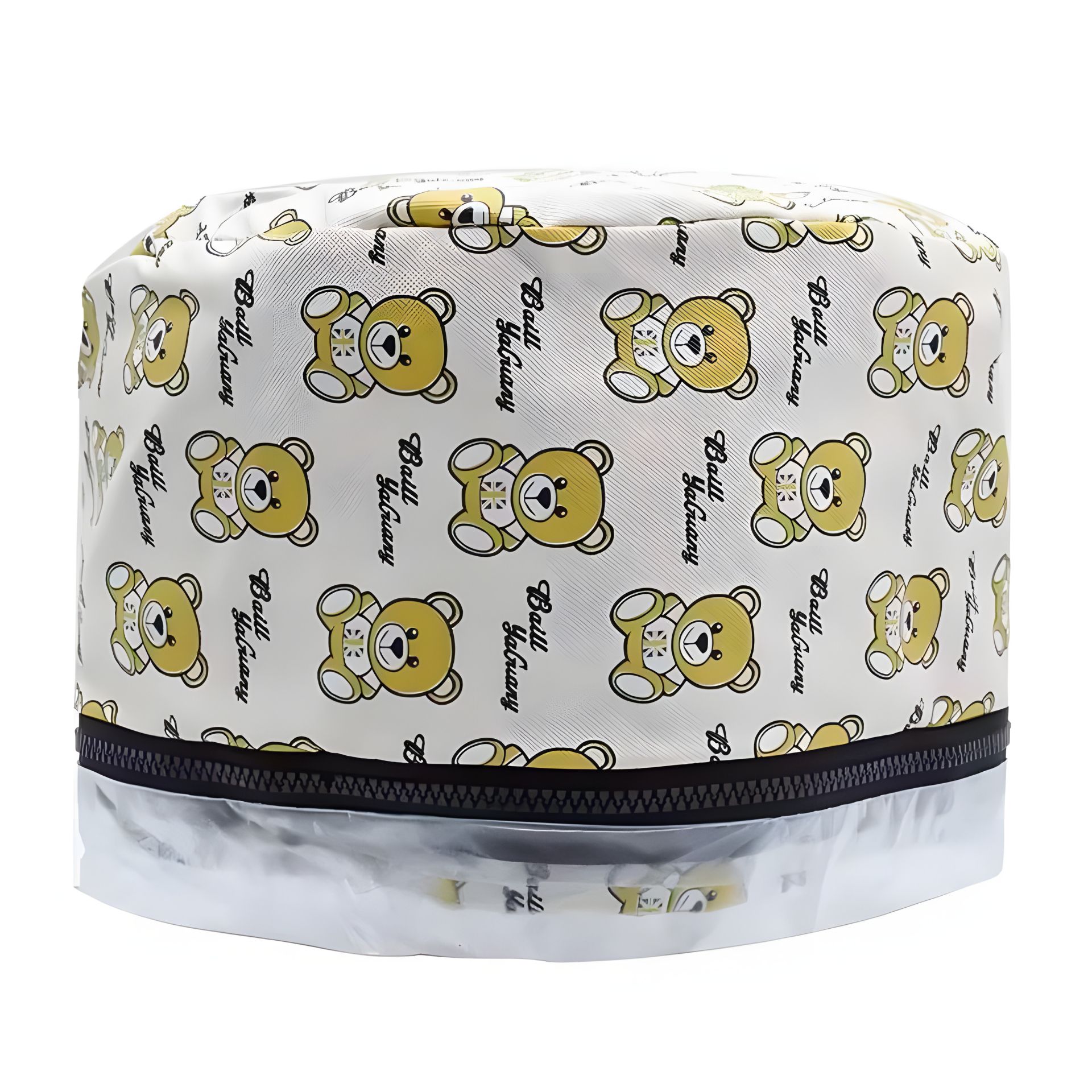 Электрическая виниловая термошапка для волос (белая с мишками) Электрическая виниловая термошапка для волос (белая с мишками)