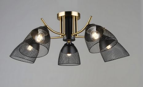 Люстра K2264/5 на п'ять плафонів (Чорний+Мідь)