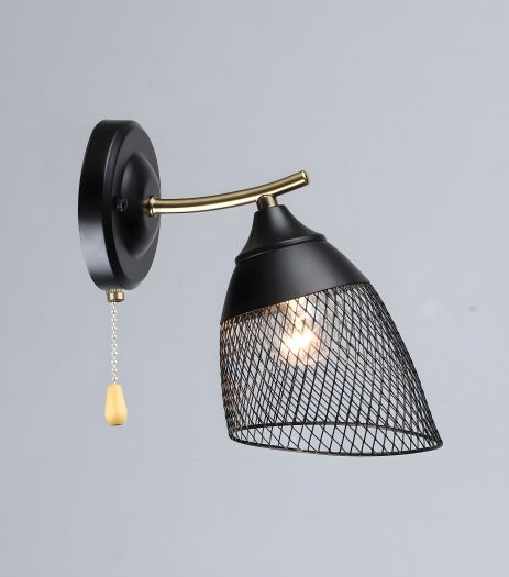 Бра с единым плафоном K2264/1W (Черный+Медь)