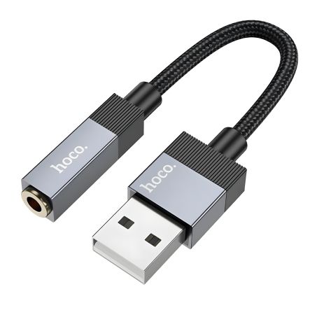 Перехідник-адаптер Hoco UPA32D, USB to Jack 3.5, 15см, чорний