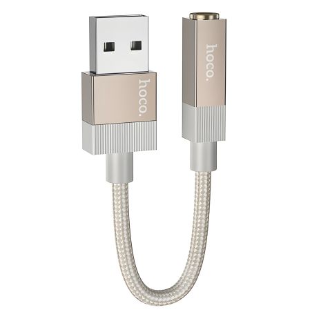 Адаптер Hoco UPA32D, USB to Jack 3.5, 15cm, золотий Адаптер Hoco UPA32D, USB to Jack 3.5, 15cm, золотий