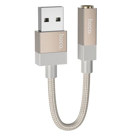 Адаптер перехідник Hoco UPA32D, USB to Jack 3.5, 15cm, gold