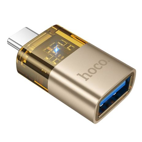 Адаптер перехідник Hoco UA36B, Type-C to USB, gold