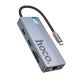 USB Hub Hoco HB52 Type-C 8-in-1 (HDTV+RJ45-100Mbps+SD/TF+PD+Type-C3.0+USB3.0*2) Серый